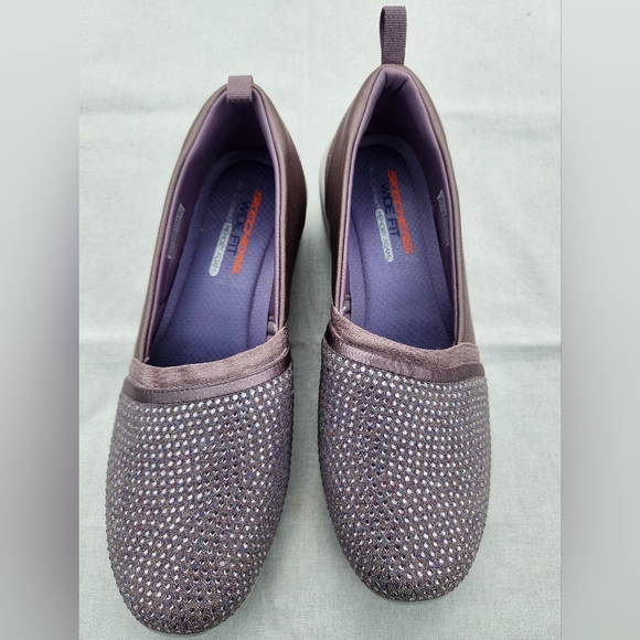 Skechers Arya Sparkle Slip On Shoes Lavender Flats Size 10 Wide - Picture 2 of 7